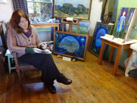 The artist in her studio